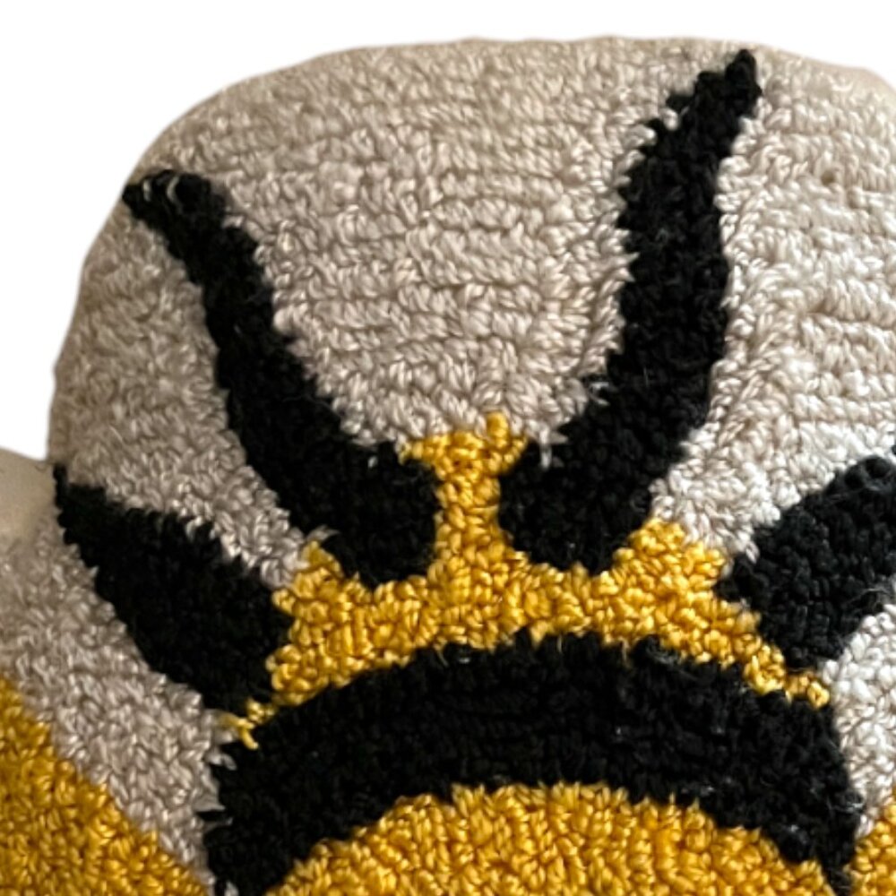 NWOT! Hooked Bee Pillow Honeybee Decor Yellow Black Textured Throw Pillow 16x14 - Picture 3 of 14